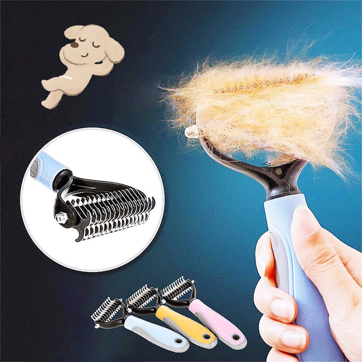 Stainless Double-sided Pet Brush Hair Removal Comb Grooming Dematting Dog Grooming Shedding Tools